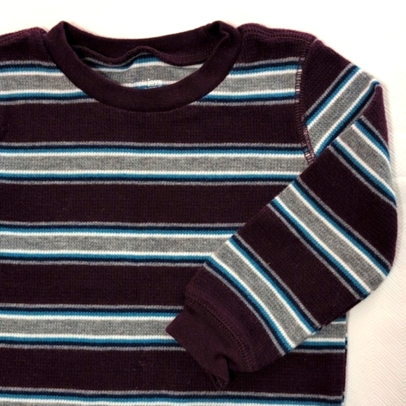 carter's striped cotton thermal waffle knit long sleeve shirt 18 months baby - Picture 3 of 5